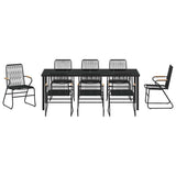 Garden Dining Set 9 pcs Black Powder-Coated Steel 3379176