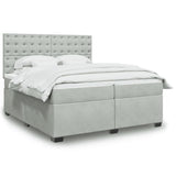 Box Spring Bed with Mattress Light Grey 200x200 cm Velvet 3291014