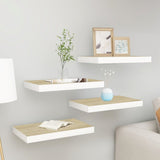 Floating Wall Shelves 4 pcs Oak and White 40x23x3.8 cm MDF 326572