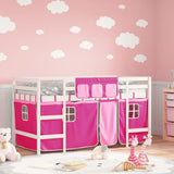 ZNTS Kids' Loft Bed with Curtains without Mattress Pink 90x200cm 3206969