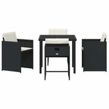 Garden Dining Set with Cushion 5 pcs Black Poly Rattan 3379972