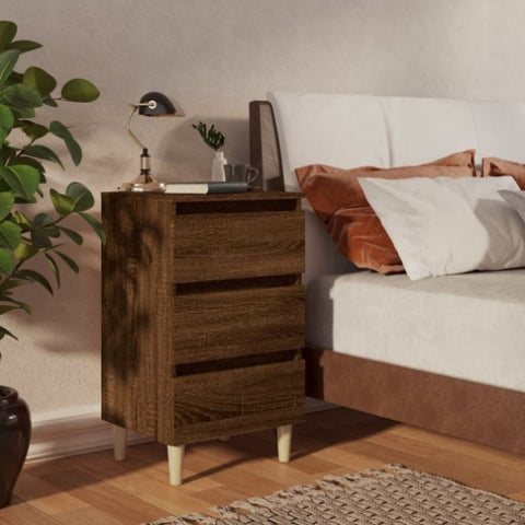 ZNTS Bed Cabinet with Solid Wood Legs Brown Oak 40x35x69 cm 813138