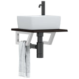Basin Shelf Wall Mounted Steel and Solid Wood Oak 3302574