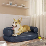 Ergonomic Foam Dog Bed Dark Blue 60x42 cm Faux Leather 171313