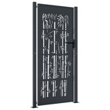 Garden Gate Anthracite 100x175 cm Steel Bamboo Design 153182