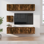 7 Piece TV Cabinet Set Smoked Oak Engineered Wood 3188667