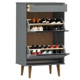 Shoe Cabinet MOLDE Grey 59,5x35x103 cm Solid Wood Pine 350527