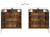 Bathroom Furniture Set 4 pcs Old Wood Engineered Wood and Glass 3407413