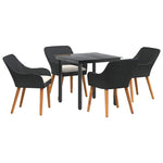 Garden Dining Set with Cushion 5 pcs Black Poly Rattan 3261671