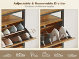 Shoe Storage Cabinet with 4 Flip Drawers and Open Shelf - Rustic Brown T3398P377993