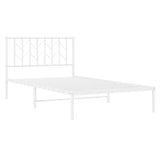 Metal Bed Frame without Mattress with Headboard White 107x203cm 374482