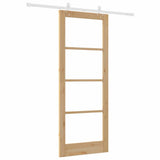 Sliding Door Natural 83 x 211 cm Solid Pine Wood and Glass 3332223