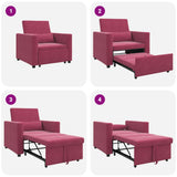 Pull out Sofa Bed Single Wine red 90 x 165 x 87 cm Velvet 42002702