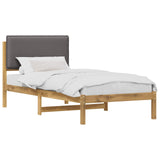 Bed Frame with Upholstered Headboard Whitewash and Light Grey 903934