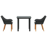 Garden Dining Set with Cushion 3 pcs Black Poly Rattan 3261670