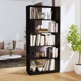 Book Cabinet/Room Divider Black 80x25x163.5 cm Solid Wood Pine 814068