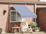 43219 Manual Retractable Awning 150 cm Blue and White Stripes