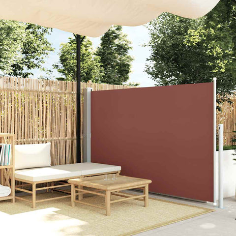Patio Retractable Side Awning 140x500 cm Brown 48399