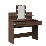 Dressing Table with LED Brown Oak 100x40x130 cm 848205