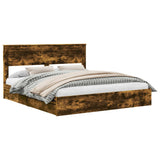 Storage Bed with Drawer Smoked Oak 180 x 200 cm Engineered Wood 3409896
