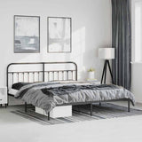 Bed Frame Black Steel Double Durable Bed Frame Rectangular 352583