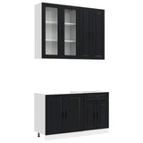Kitchen Unit PORTO 4 pcs Black Engineered Wood 3438346