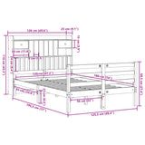 ZNTS Bookcase Bed without Mattress White 120x190 cm Small Double Solid Wood Pine 3321927