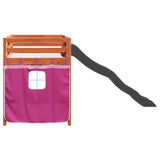 Kids' Loft Bed with Curtains Pink 80x200 cm Solid Wood Pine 3309073