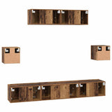 TV Cabinet Set Wall-mounted 7 pcs Old Wood Engineered Wood 3393408