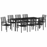 Garden Dining Set 9 pcs Black Powder-Coated Steel 3379169