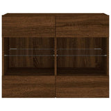 TV Wall Cabinet with LED Lights Brown Oak 78.5x30x60.5 cm 837105