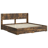 Bed Frame with Storage and Headboard Smoked Oak Engineered Wood 3414435