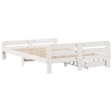 ZNTS Bed frame without Mattress White 140x200 cm Solid Wood Pine 3309039