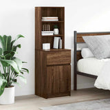 Bedside Cabinet Brown Oak 39x35x125 cm Engineered Wood 861316
