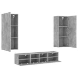 5 Piece TV Wall Units Concrete Grey Engineered Wood 3216542