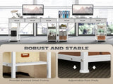 120cm Computer Desk with Power Outlets, Office Desk Study Table with 3 Fabric Drawers and 4 Storage T3398P343164