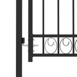 Fence Gate EMMEN with Arched Top Steel 100x98.5 cm Black 146369