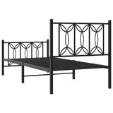 Metal Bed Frame without Mattress with Footboard Black 75x190cm 376136