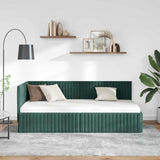 Corner Bed Frame with Headboard Dark green 90 x 190 cm Velvet 42016258