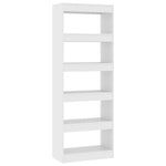 Book Cabinet/Room Divider White 60x30x166 cm Engineered Wood 811673