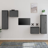 TV Cabinets 4 pcs Grey Solid Wood Pine 3100251