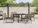 Garden Dining Set with Cushion 5 pcs Grey and Black Rattan 3380821