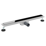 Shower Drain with Glass Cover Black 70 cm Stainless Steel 304 42015951