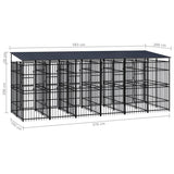 Outdoor Dog Kennel with Roof Steel 11.06 m 3097951
