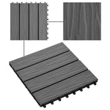 11 pcs Decking Tiles Deep Embossed WPC 30x30 cm 1 sqm Grey 45035