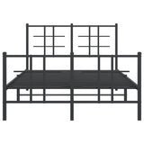 Bed Frame Black Powder-Coated Steel Double Bed Frame 355577