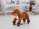 Rocking Horse Kids Ride on Walking Horse Animal Pony Wheeled Riding Plush Toy w/Sound for 2 Years T3398P422157