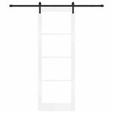 Sliding Door ORKDAL White 83 x 232 cm Solid Pine Wood and Glass 3331974