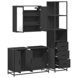 ZNTS 3 Piece Bathroom Furniture Set Black Engineered Wood 3301130