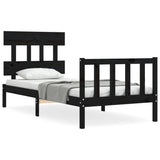 Bed Frame without Mattress Black Small Single Solid Wood Pine 3193300